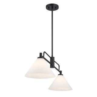 2-Light Linear Chandelier in Matte Black