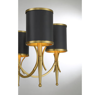 Quincy 5-Light Chandelier in Matte Black with Warm Brass Accents