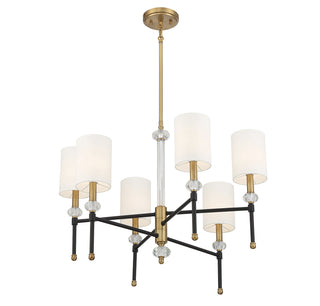 Tivoli 6-Light Chandelier in Matte Black with Warm Brass Accents