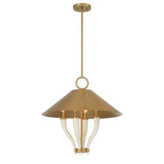 Hearne 4-Light Pendant in Warm Brass by Dann Foley
