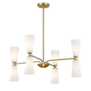 8-Light Chandelier in Natural Brass
