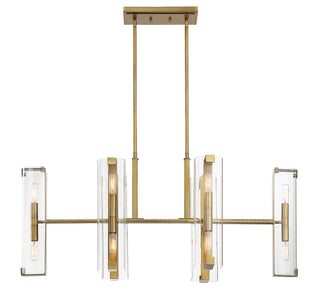Winfield 12-Light Linear Chandelier in Warm Brass