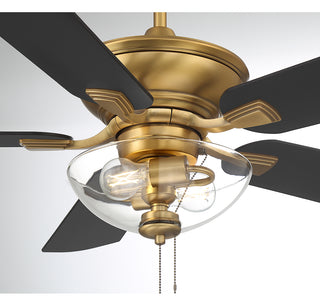 52" 2-Light Outdoor Ceiling Fan in Natural Brass