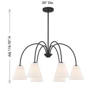 6-Light Chandelier in Matte Black