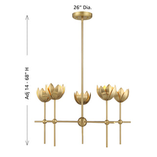 5-Light Chandelier in Natural Brass