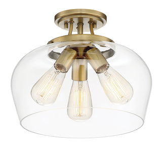 Octave 3-Light Ceiling Light in Warm Brass