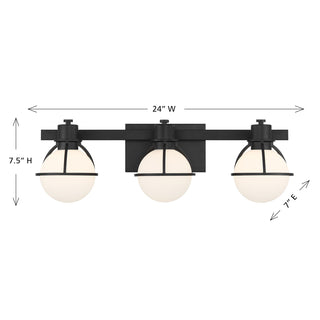 Pierce 3-Light Bathroom Vanity Light in Matte Black