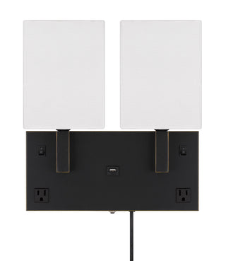 Oberlin Wall Lamp With Power Outlets And Usb Charging Port