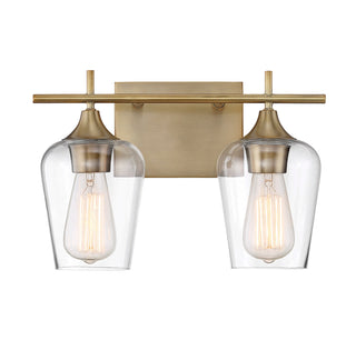 Octave 2-Light Bathroom Vanity Light in Warm Brass