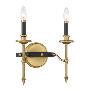 Consulate 2-Light Wall Sconce in Matte Black and Warm Brass