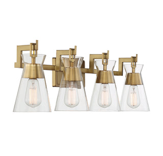Lakewood 4-Light Bathroom Vanity Light in Warm Brass