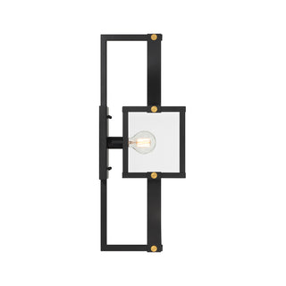 Raeburn 1-Light Outdoor Wall Lantern in Matte Black and Weathered Brushed Brass