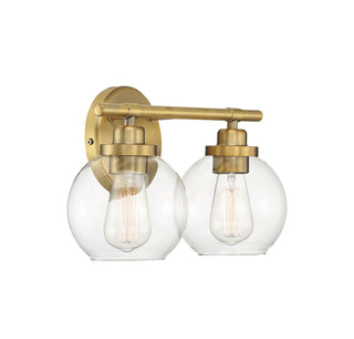 Carson 2-Light Bathroom Vanity Light in Warm Brass