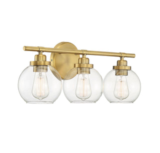Carson 3-Light Bathroom Vanity Light in Warm Brass