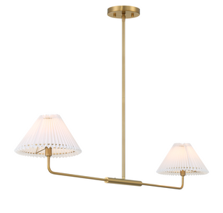2-Light Linear Chandelier in Natural Brass