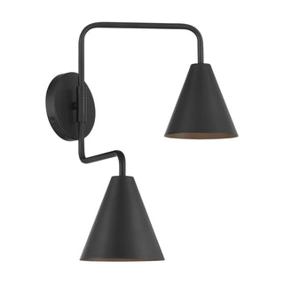 2-Light Adjustable Wall Sconce in Matte Black