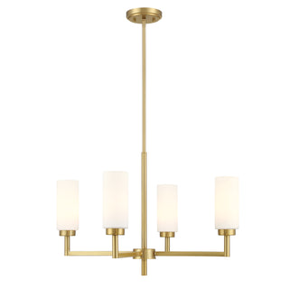 4-Light Chandelier in Natural Brass