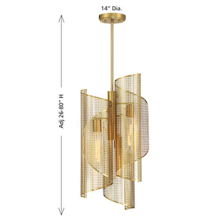 Hillbourne 3-Light Pendant in Warm Brass