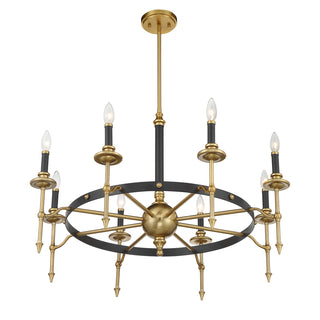 Consulate 8-Light Chandelier in Matte Black and Warm Brass