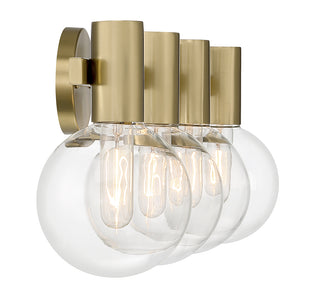 Wright 4-Light Bathroom Vanity Light in Warm Brass