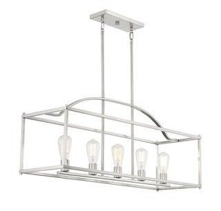 Palladian 5-Light Linear Chandelier in Satin Nickel
