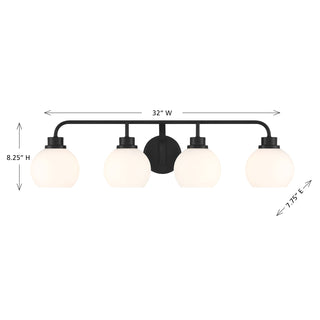 4-Light Bathroom Vanity Light in Matte Black