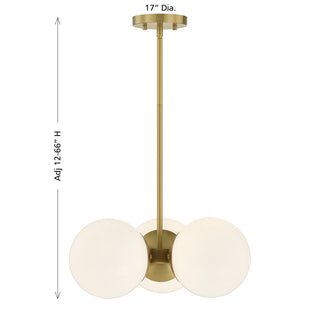 Turin 3-Light Chandelier in Warm Brass by Dann Foley
