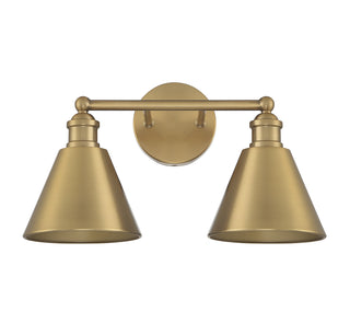 2-Light Bathroom Vanity Light in Natural Brass