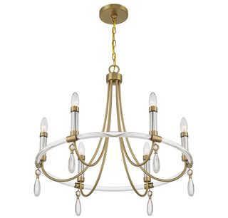 Mayfair 6-Light Chandelier in Warm Brass and Chrome