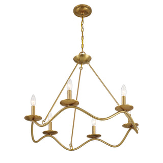 6-Light Chandelier in Natural Brass