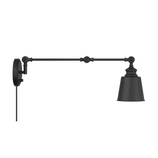 1-Light Adjustable Wall Sconce in Matte Black (Set of 2)