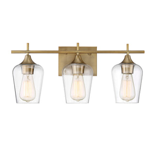Octave 3-Light Bathroom Vanity Light in Warm Brass