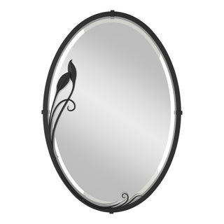 Beveled Oval Mirror with Leaf