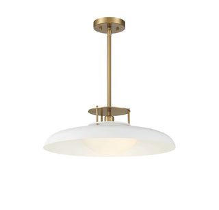 Gavin 1-Light Pendant in White with Warm Brass Accents