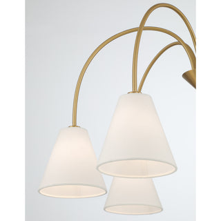 6-Light Chandelier in Natural Brass