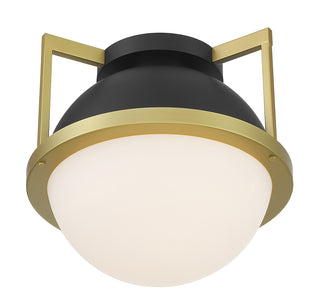 Carlysle 1-Light Ceiling Light in Matte Black with Warm Brass Accents