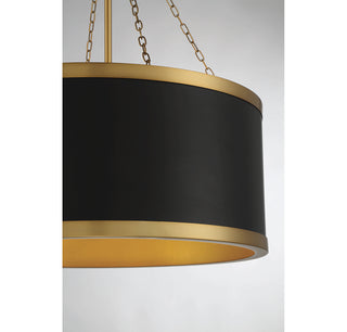 Delphi 6-Light Pendant in Matte Black with Warm Brass Accents