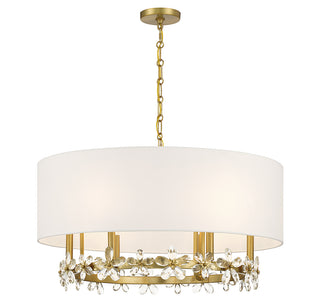 Dahlia 6-Light Pendant in Warm Brass