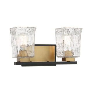 Sidney 2-Light Bathroom Vanity Light in Matte Black with Warm Brass Accents