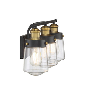 Macauley 3-Light Bathroom Vanity Light in Vintage Black with Warm Brass