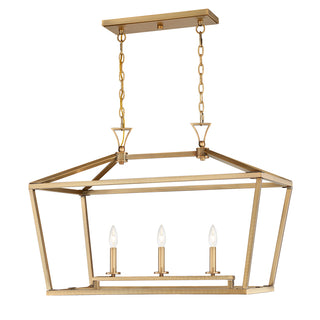 Townsend 3-Light Linear Chandelier in Warm Brass