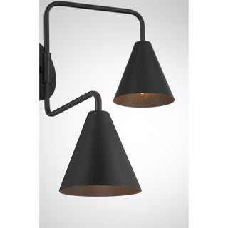 2-Light Adjustable Wall Sconce in Matte Black