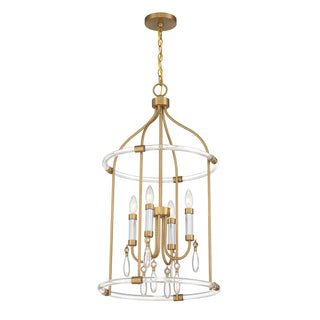 Mayfair 4-Light Pendant in Warm Brass and Chrome
