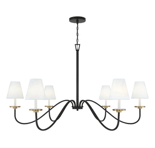 6-Light Chandelier in Black with Natural Brass Accents
