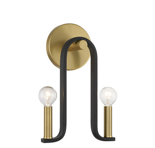 Archway 2-Light Wall Sconce in Matte Black with Warm Brass Accents