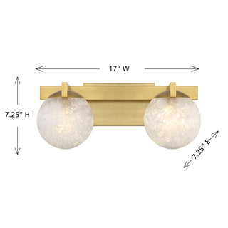 Darien 2-Light Bathroom Vanity Light in Warm Brass