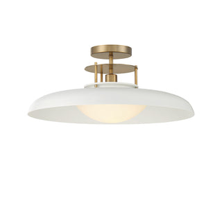 Gavin 1-Light Ceiling Light in White with Warm Brass Accents