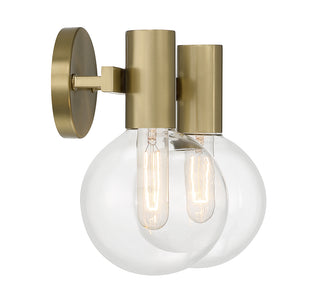 Wright 2-Light Bathroom Vanity Light in Warm Brass