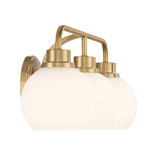 3-Light Bathroom Vanity Light in Natural Brass
