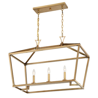 Townsend 3-Light Linear Chandelier in Warm Brass